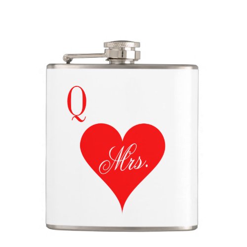 Mrs Queen of hearts wedding flask for wife