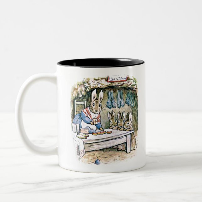 Mrs Rabbit, Flopsy Mopsy and Cottontail Two-Tone Coffee Mug (Left)