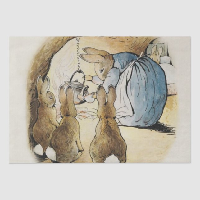 Mrs Rabbit Pours Tea by Beatrix Potter Tissue Paper (Front)