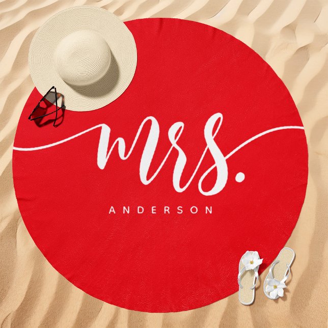 Mrs. Red and White Honeymoon Beach Towel (Creator Uploaded)