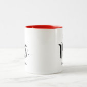 Mrs Red Santa Hat Custom Holiday Monogram Two-Tone Coffee Mug (Center)