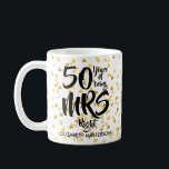 Mrs Right 50th Anniversary Gold Hearts Confetti Coffee Mug<br><div class="desc">The perfect 50th wedding anniversary gift for Mrs Right. Personalise with the name and wedding year. A fun,  unique and customisable gift to celebrate anyone's wedding anniversary. Designed by Pure Piglet© at www.zazzle.com/purepiglet*.</div>