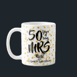 Mrs Right 50th Anniversary Gold Hearts Confetti Coffee Mug<br><div class="desc">The perfect 50th wedding anniversary gift for Mrs Right. Personalise with the name and wedding year. A fun,  unique and customisable gift to celebrate anyone's wedding anniversary. Designed by Pure Piglet© at www.zazzle.com/purepiglet*.</div>