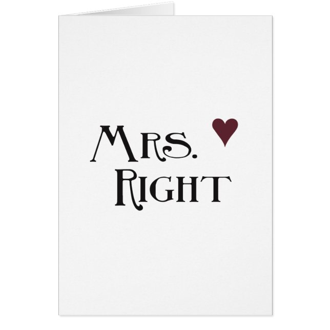Mrs. Right  Cards (Front)
