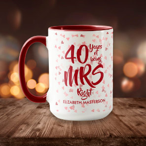 Mrs Right Fun 40th Ruby Wedding Anniversary Mug
