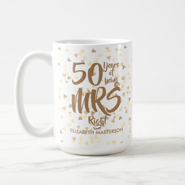 Mrs Right Fun 50th Golden Wedding Anniversary Coffee Mug (Left)