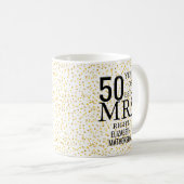 Mrs Right Fun Golden 50th Anniversary Coffee Mug (Front Right)