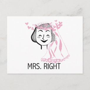 Mrs. Right Tshirts and Gifts Postcard