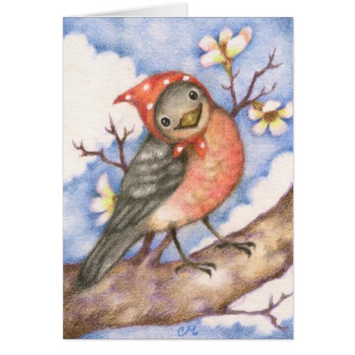Mrs. Robin - Cute Bird Art Card