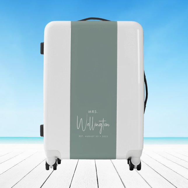 Mrs Sage Script Custom Name Newlywed Honeymoon Luggage (Creator Uploaded)