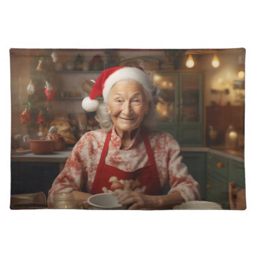 Mrs Santa Baking Cake Cloth Placemat