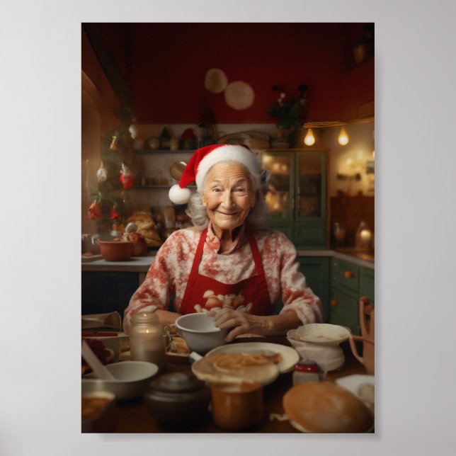 Mrs Santa Baking Cake Poster (Front)