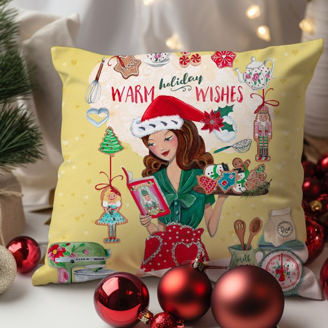 Mrs Santa Chirstmas Nutcracker Cookies Kitchen Throw Pillow (Mrs Santa Chirstmas Nutcracker Cookies Kitchen Throw Pillow)