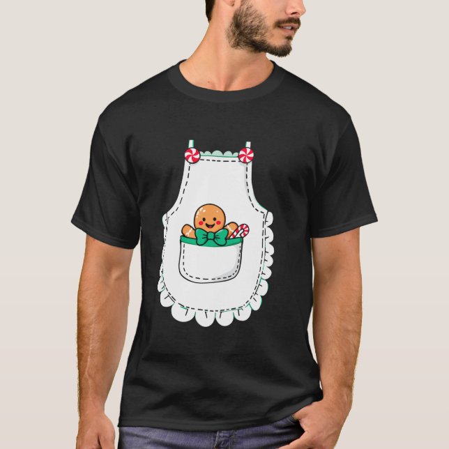 Mrs Santa Claus Apron Gingerbread Candy Cane Chris T-Shirt (Front)