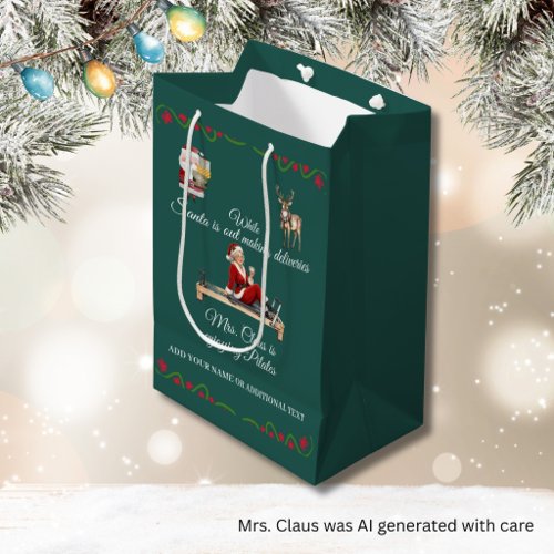 Mrs. Santa Claus Enjoys Pilates Name  Medium Gift Bag