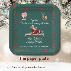 Mrs. Santa Claus Enjoys Pilates Name Paper Plates