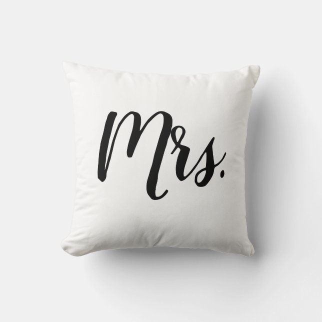 Mrs Script Bedroom Wedding Pillow (Front)