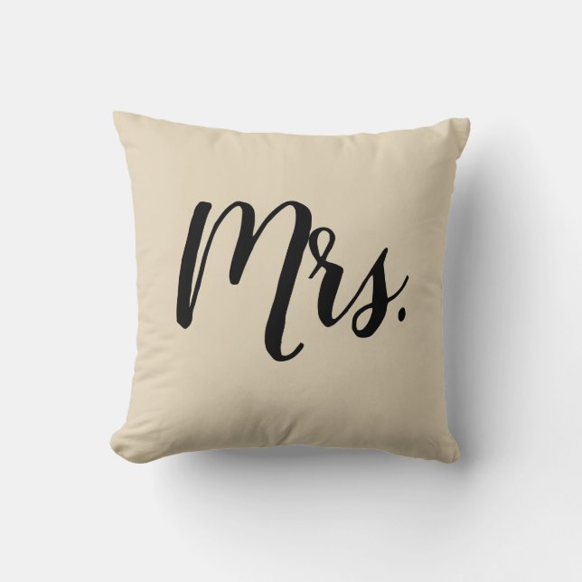 Mrs Script Bedroom Wedding Pillow (Front)