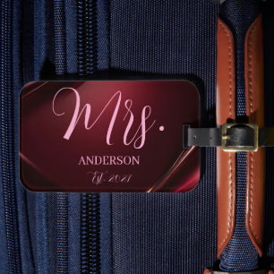 Mrs Script Custom Name Newlywed Honeymoon Luggage Tag