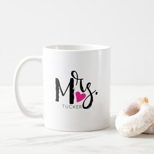 Mrs Script  Heart Newlywed Just Married Coffee Mug