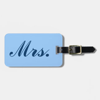 Mrs., Scroll Luggage Tag in Blue