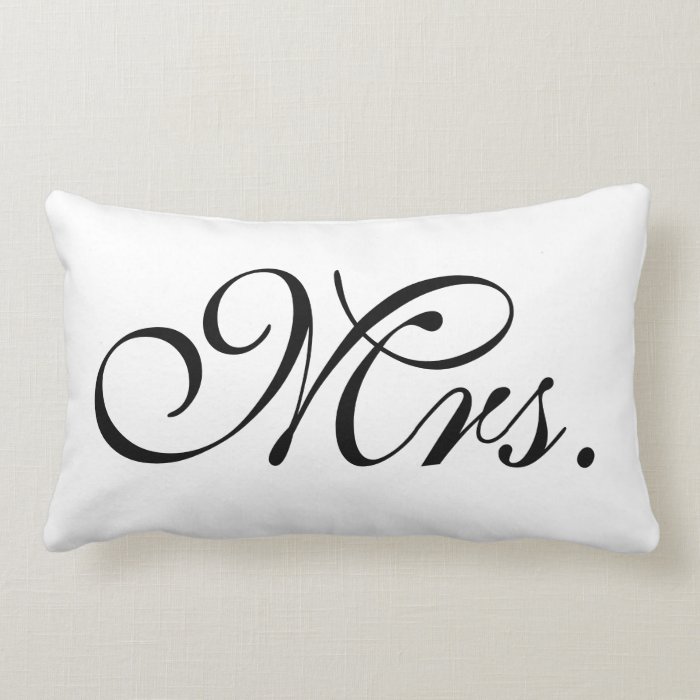 Mrs Scroll Text In Black And White Pillows