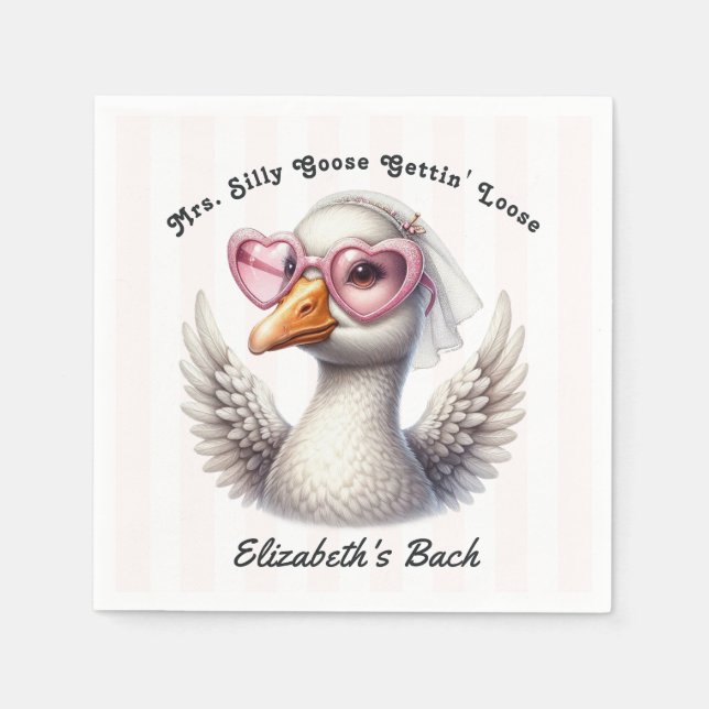 Mrs Silly Goose Gettin’ Loose Funny Bachelorette Napkins (Front)