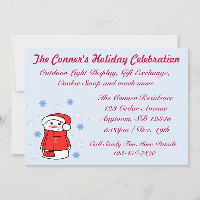 Mrs. Snowlady Party Invitation (Front)