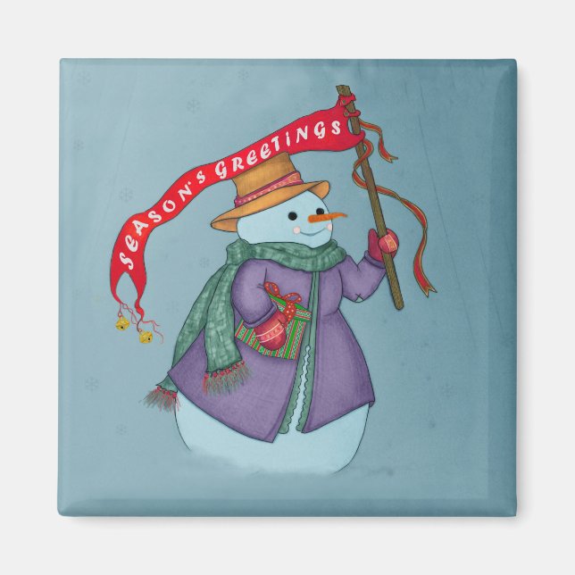 Mrs Snowmans Special Delivery  Christmas Magnet (Front)
