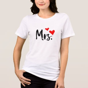 Mrs. T-Shirt – Cute Red Heart Wife Design  Tri-Blend Shirt