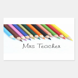Mrs Teacher color pencils Rectangular Sticker