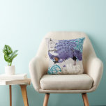 Mrs. Teal Damask Purple Vintage Peacock Birdcage Throw Pillow<br><div class="desc">You can Personalize this Beautiful Elegant Vintage Elements Purple, Blue and Gray Peacock Rustic Birdcage with Whimsical Swirly Vines and Greenery Pillow to say anything you like or use the existing Mrs.for a Monogram or Buy Two for the Newlyweds Mr. and Mrs. The 2nd Anniversary is the Cotton Anniversary which...</div>