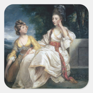 Mrs Thrale and her Daughter Hester  1777-78 Square Sticker