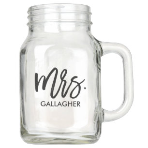 Mrs Trendy Script Mason Jar