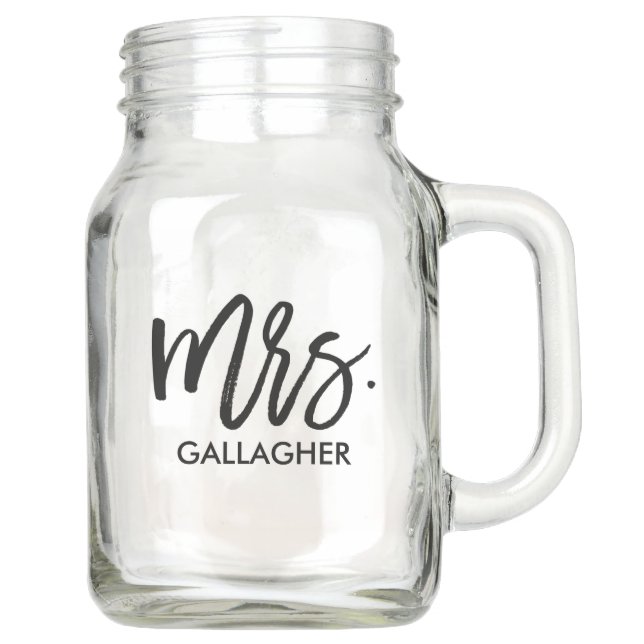 Mrs Trendy Script Mason Jar (Front)