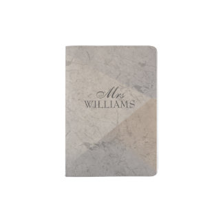 Mrs Typography Monogrammed Marble Passport Holder