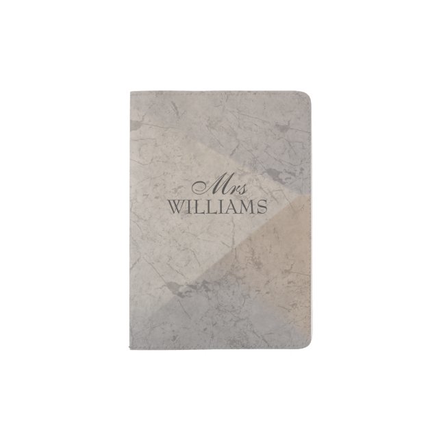 Mrs Typography Monogrammed Marble Passport Holder (Front)
