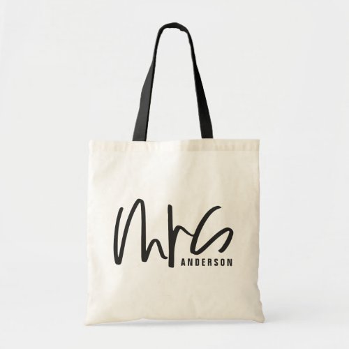 Mrs typography wedding gift tote bag