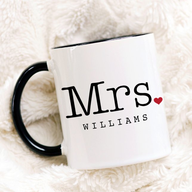 Mrs Vintage Black Personalized Wedding Monogram Mug (Creator Uploaded)