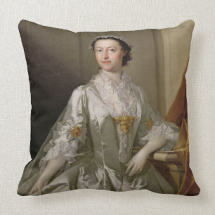 Mrs Wardle, 1742 (oil on canvas) Throw Pillow