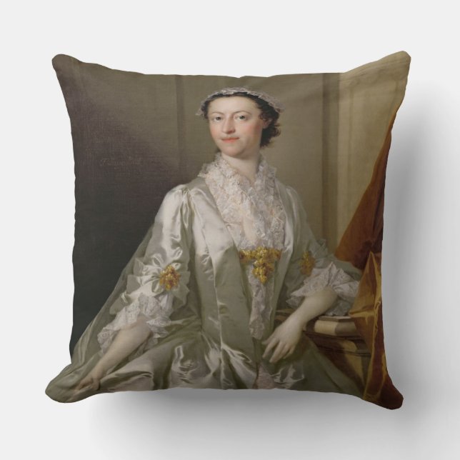 Mrs Wardle, 1742 (oil on canvas) Throw Pillow (Front)