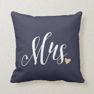 Mrs. Wedding and Anniversary Blue Throw Pillow