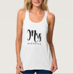 Mrs. Wedding Engagement Name black modern script Tank Top<br><div class="desc">You can customize with or without your own text</div>