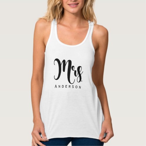 Mrs Wedding Engagement Name black modern script Tank Top