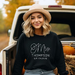 Mrs White Modern Script Custom Wedding Newlywed Sweatshirt<br><div class="desc">Modern and casual chic white calligraphy script "Mrs." women's wedding sweatshirt features custom text that can be personalized with the bride's new married last name and wedding date / date established. Perfect for the newly wed to wear at the honeymoon and beyond!</div>
