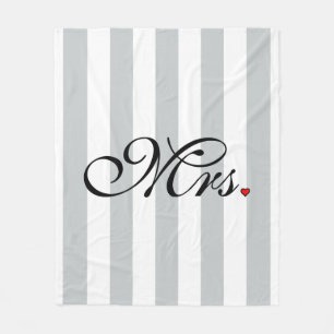 Mrs. Wife Bride Click to Customize Color Stripes Fleece Blanket
