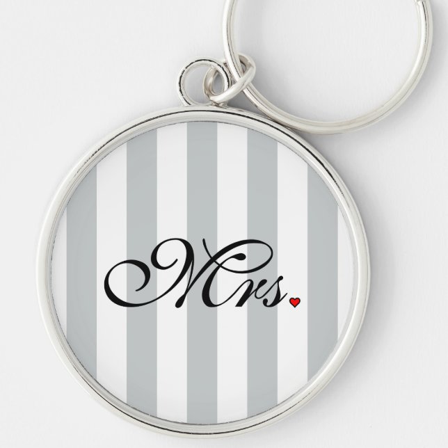Mrs. Wife Bride Click to Customize Color Stripes Keychain (Front)