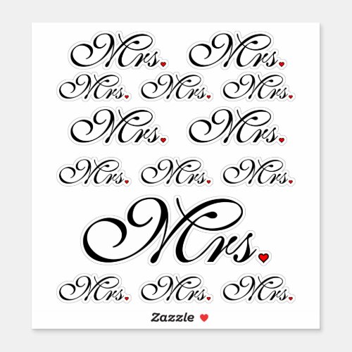Mrs Wife Bride Click to Customize Color Stripes Sticker