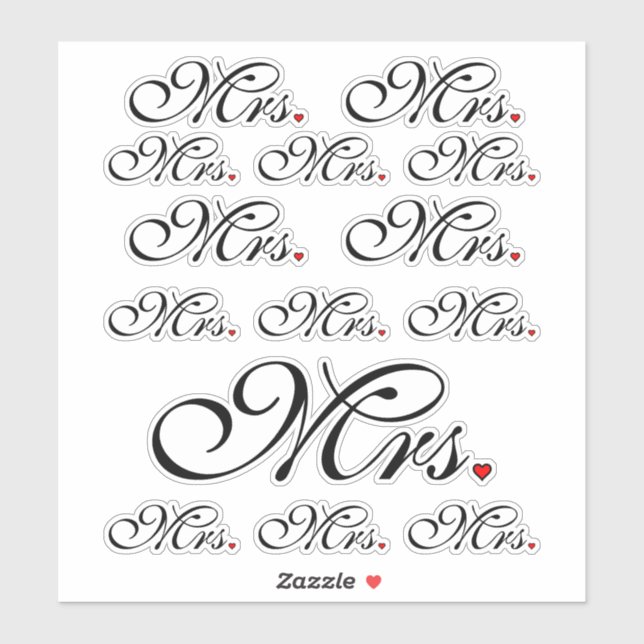 Mrs. Wife Bride Click to Customize Color Stripes Sticker (Sheet)