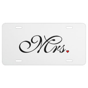 Mrs. Wife Bride His Her Newly Weds License Plate